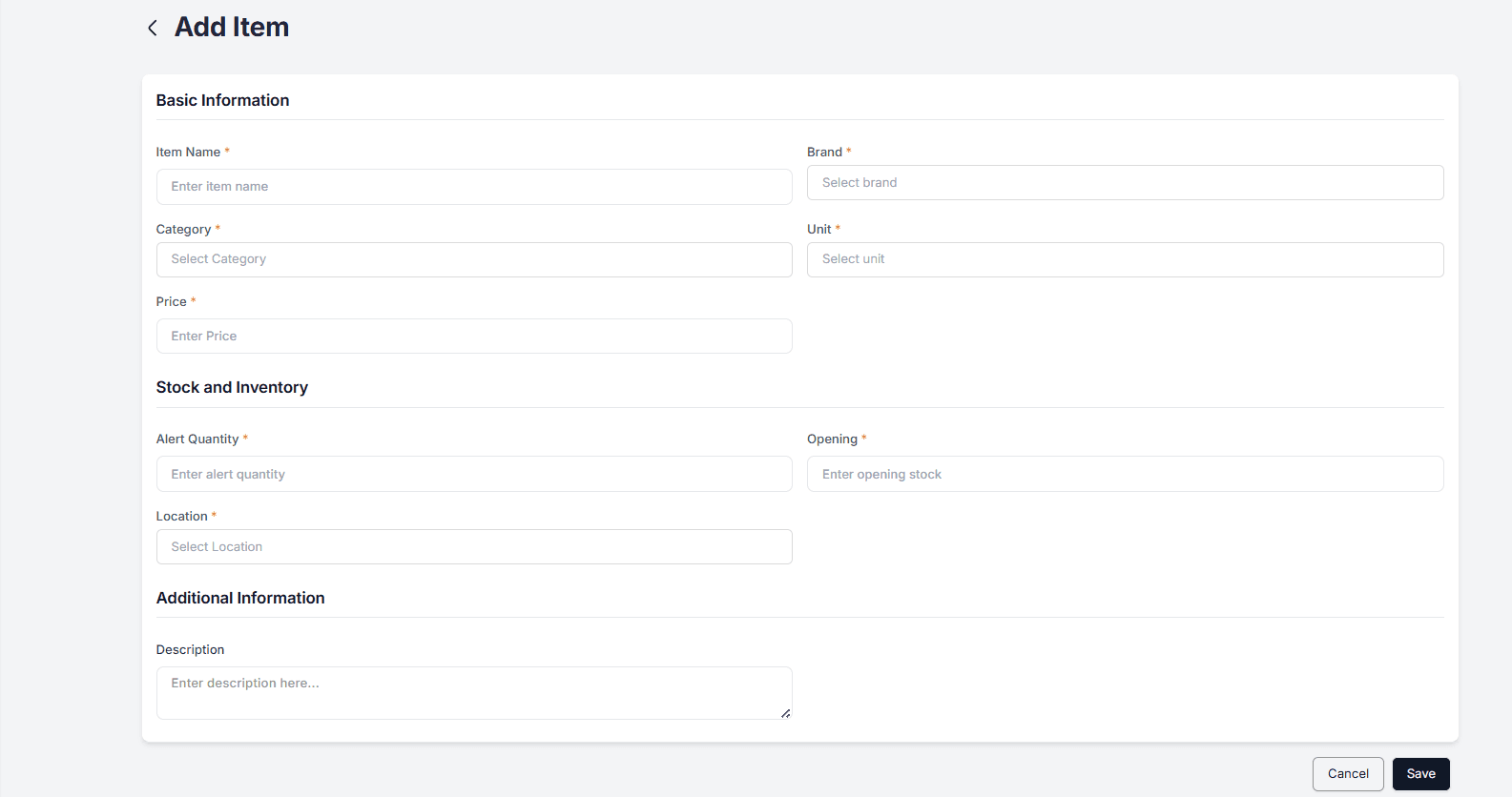 Add New Inventory Item