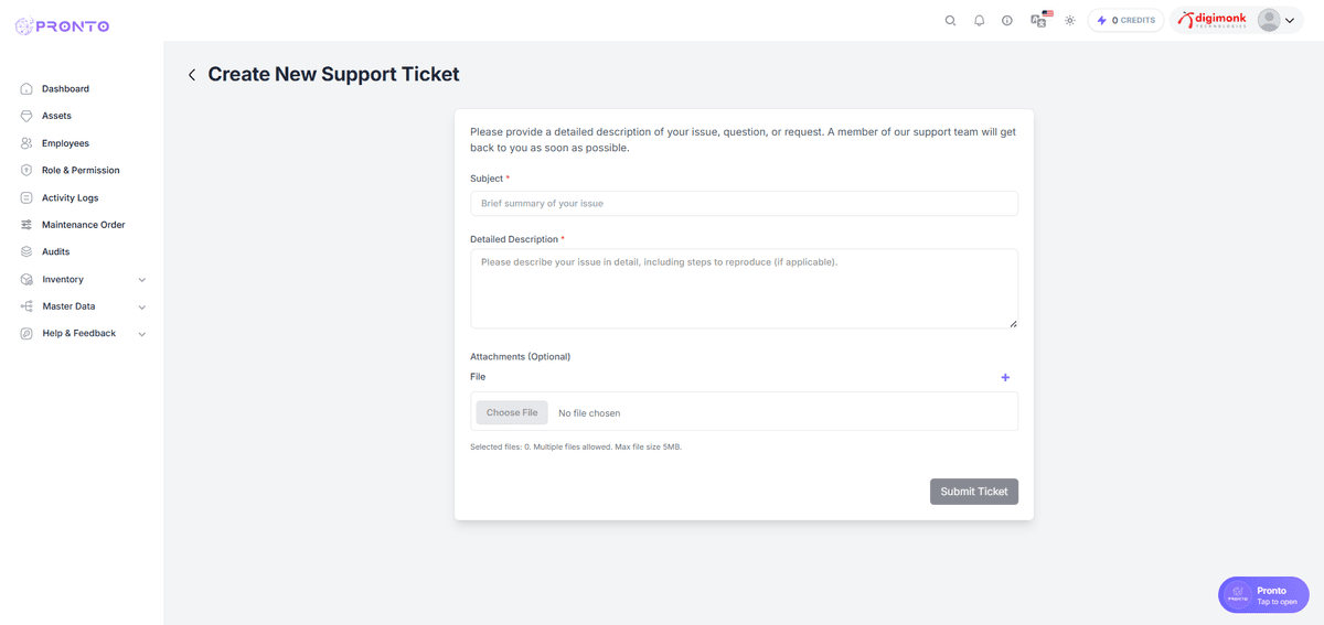 Support Ticket Management Interface