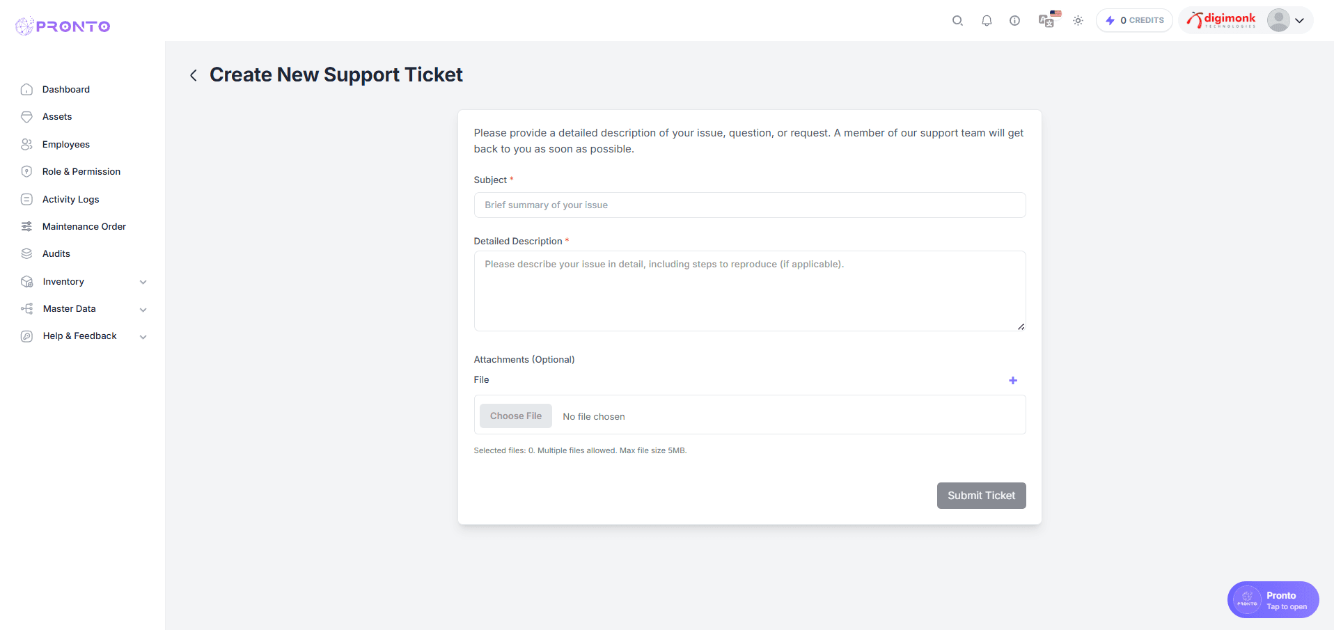 Support Ticket Management Interface