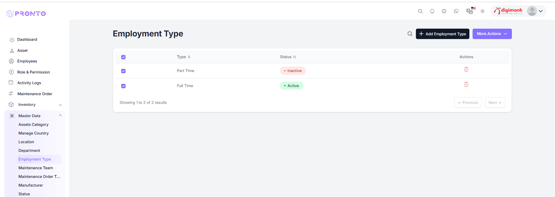 Employment Type List