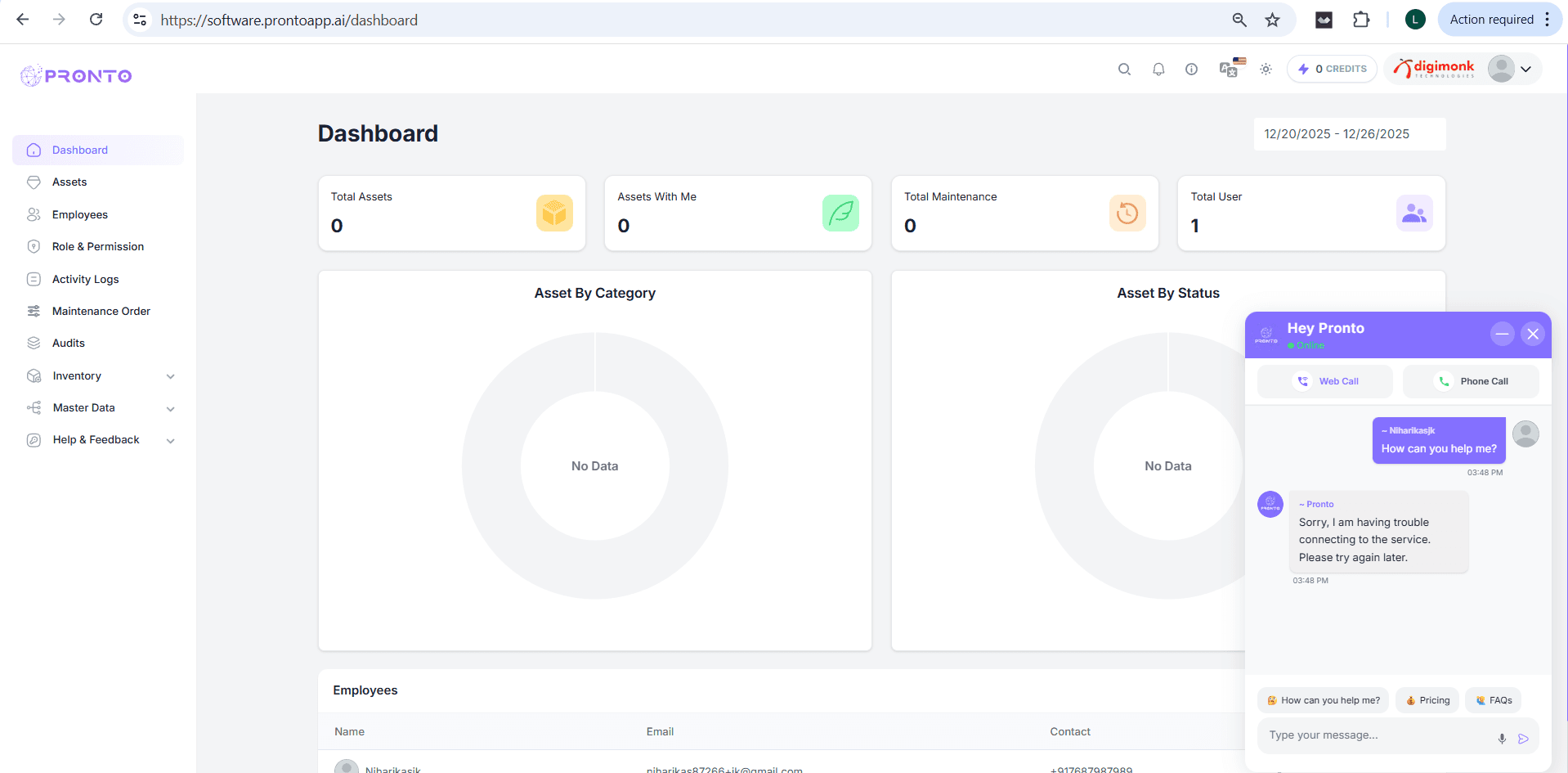 Pronto floating chat assistant